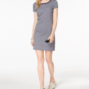 Maison Jules XL Blue & White Plaid Soft Preppy Shift Dress